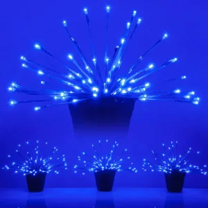1. Blue starburst LED light branches, set of 3, twinkle lights for décor