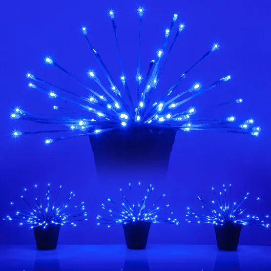 1. Blue starburst LED light branches, set of 3, twinkle lights for décor