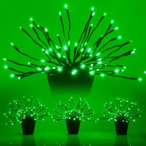 15" Green Starburst LED Branches Set of 3