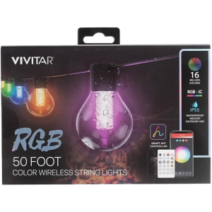 RGB patio string lights 25 bulbs 50 ft with WEC 2 controller