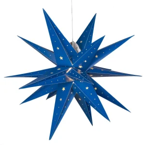 Aurora 5 Point 30 inch blue star with LED light hanging indoor