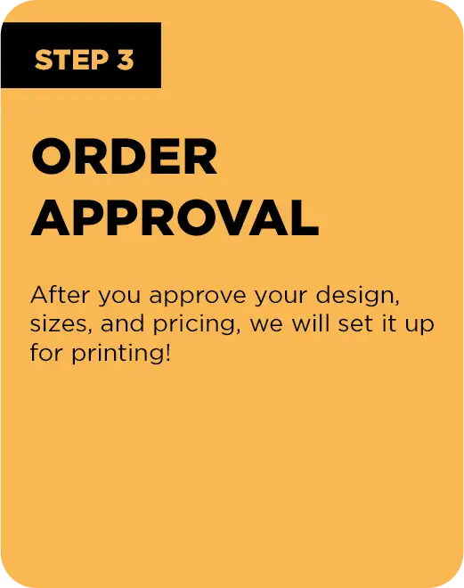 Step three of custom order process – review and approve digitized mockup before production