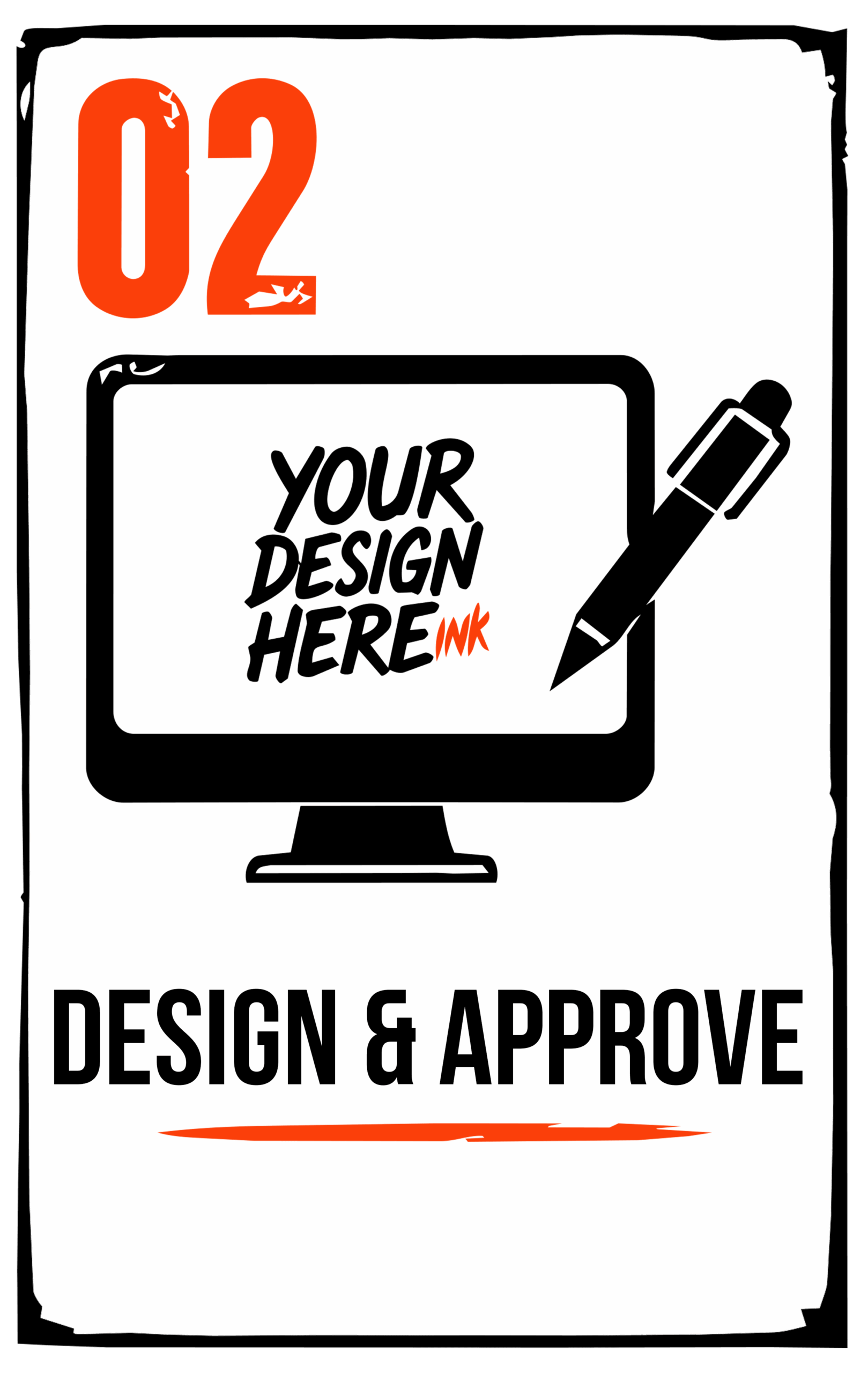 Custom apparel design approval process with artwork proof review and order confirmation.
